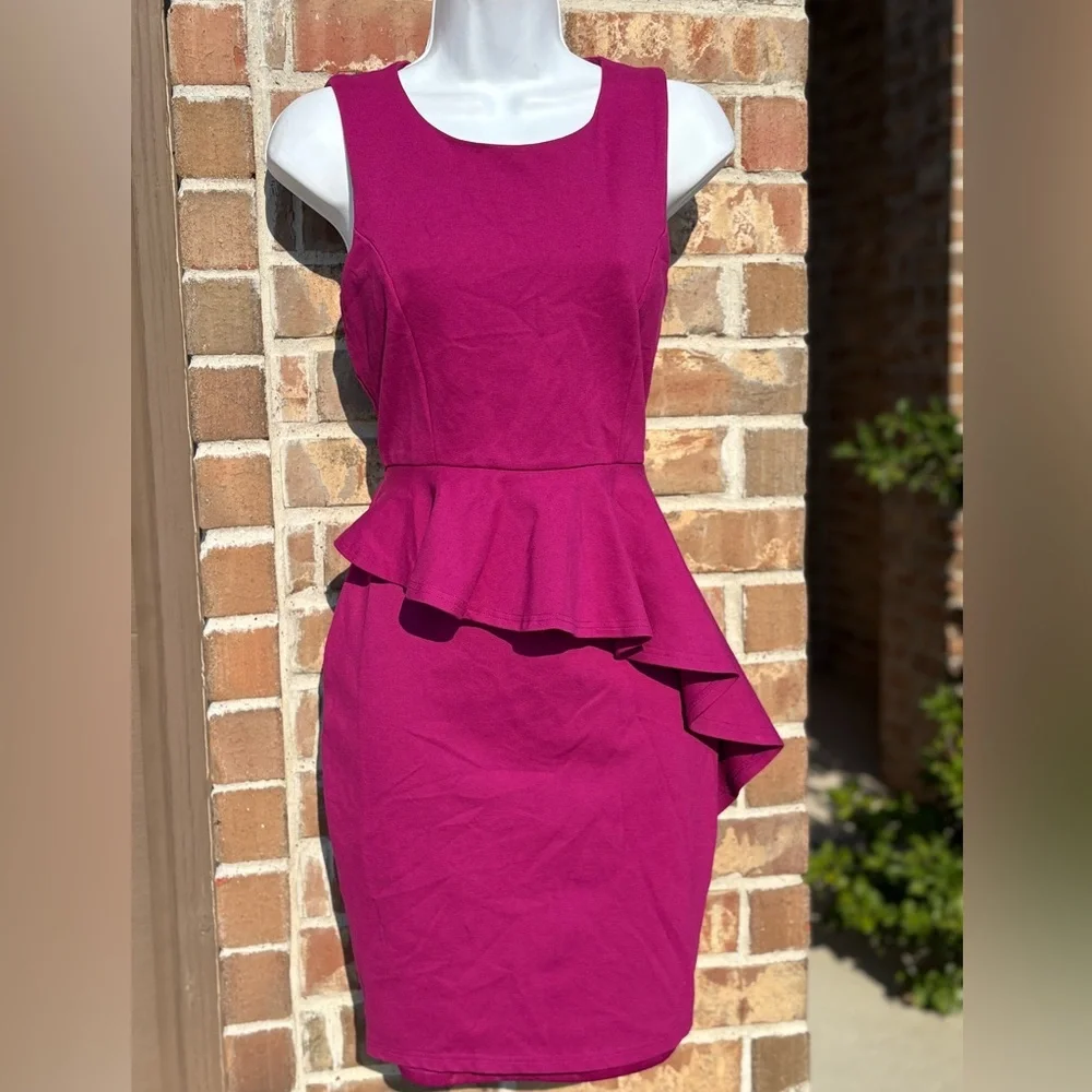 Lulus Here and Vow Magenta Sleeveless Ruffled Bodycon
Dress Medium - Picture 5 of 9